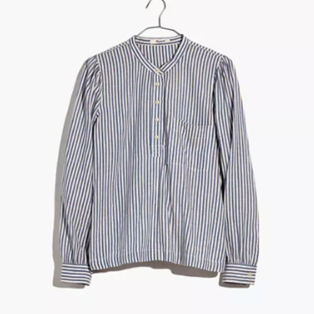 Madewell Puff-Sleeve Button Down Stripe - Picture 4 of 12